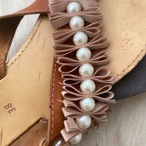 Handmade leather slippers used, size 38