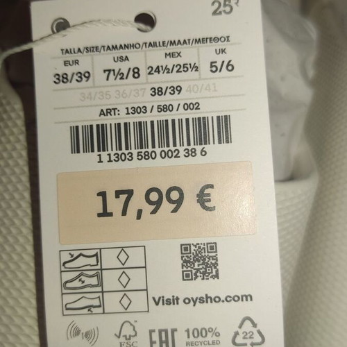 Oysho σαγιονάρες καινούργιες, άσπρες, μεγέθη 38-39