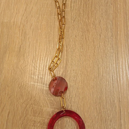 Handmade necklace with crystals on gold steel chain like new