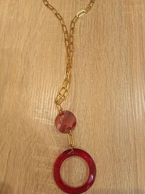 Handmade necklace with crystals on gold steel chain like new