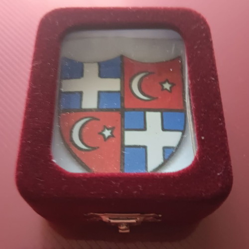 Collectible enamel pin in velvet case like new