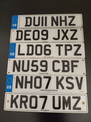 Collectible Used English Car License Plates Set of 6
