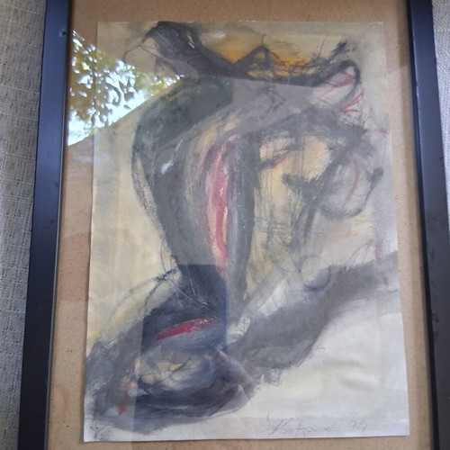 Painting "Γυμνο" framed 20×26cm, like new, signed