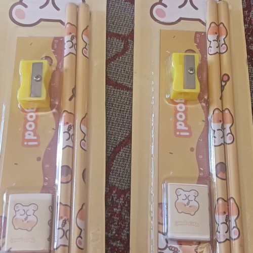 Stationery set with animals, 2 pieces, new, yellow