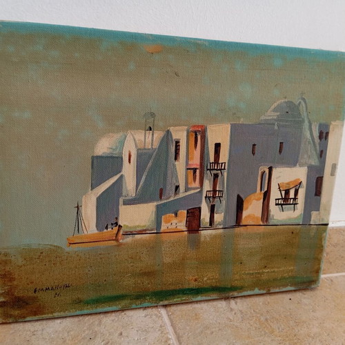 Oil painting on canvas used, island theme by Emmanouil 30x40