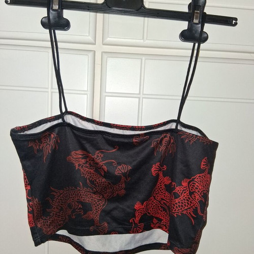 Shein crop top like new with thin straps and Chinese design