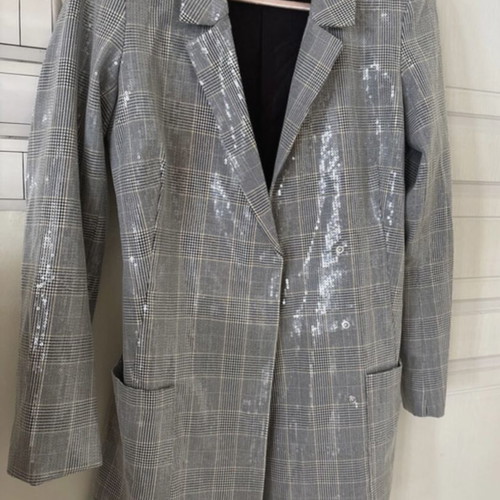 Zara jacket coat with sequins in gray, like new, size XS