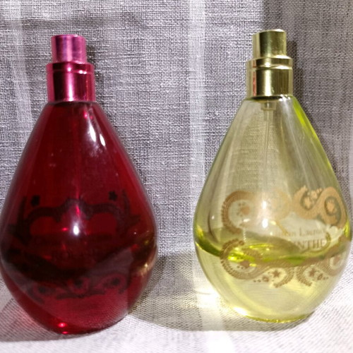 Christian Lacroix perfume bottles used, Absynthe and Rouge set
