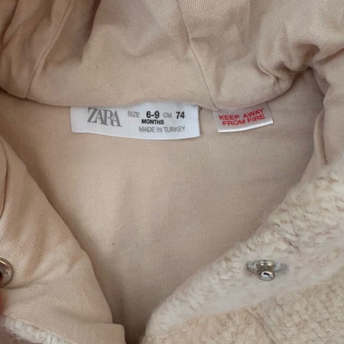 ZARA wool coat with hood like new, size 6-9 months