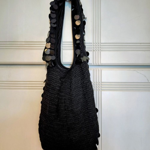 Black crochet shoulder bag with sequins, new by A.L.E.