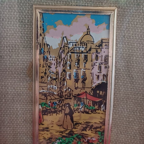Handmade painting on gold leaf like new with certificate, vintage style