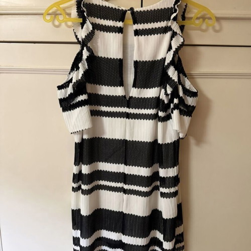 Zara mini dress with cold shoulders, used, black and white
