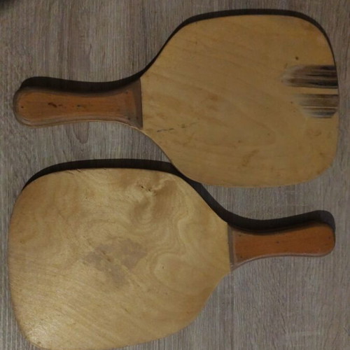 Wooden beach rackets used