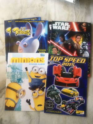 Άλμπουμ αυτοκόλλητων Top Speed, Minions, Star Wars, Rabbids καινούργια, πακέτο 6 τεμάχια