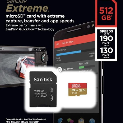 SanDisk Extreme Micro SD 500GB with adapter like new