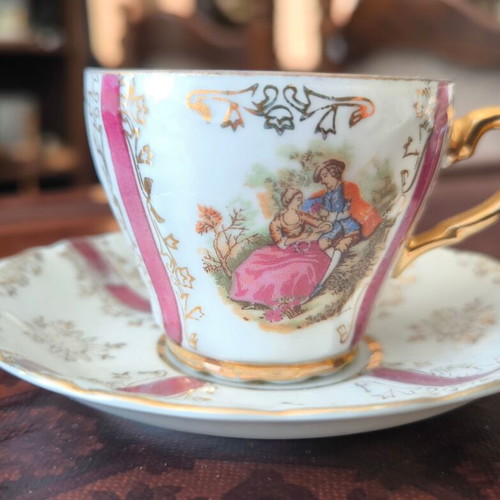 Vintage porcelain coffee set with gilding, 11 pieces, 1960s-70s