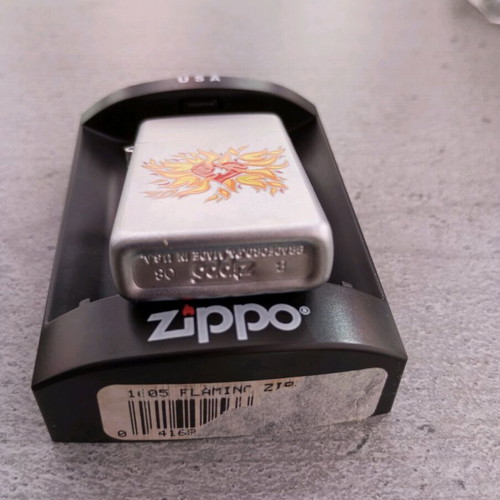 Zippo lighter new with heart design, matte silver