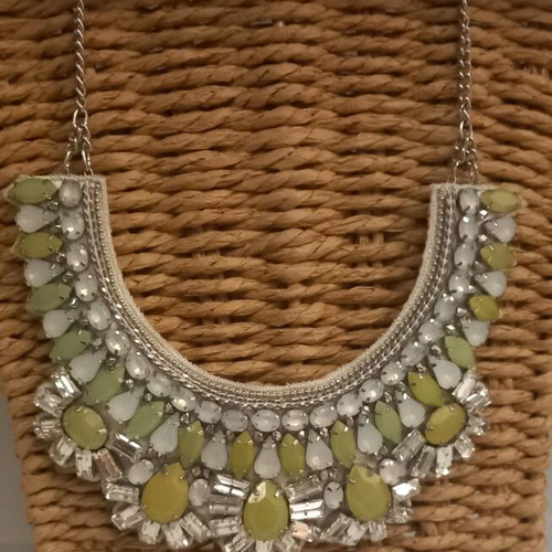Statement necklace used with green stones