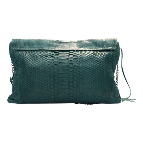 Wings shoulder bag green python leather with fringes used