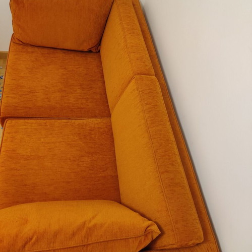 Karageorgiou two-seater sofa used, chenille fabric, solid wood