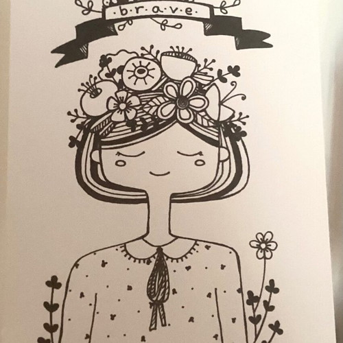 Woman Brave Hand-Drawn Sketch on Watercolor Paper New