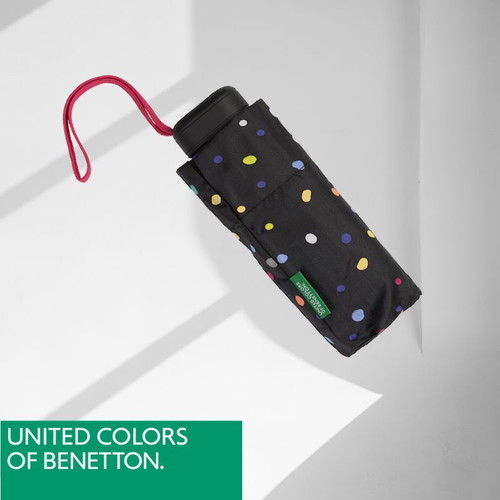 United Colors of Benetton Ultra Mini Flat Umbrella black with colorful dots