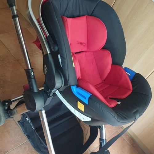 Mothercare Journey 3-in-1 stroller used, cherry and black color