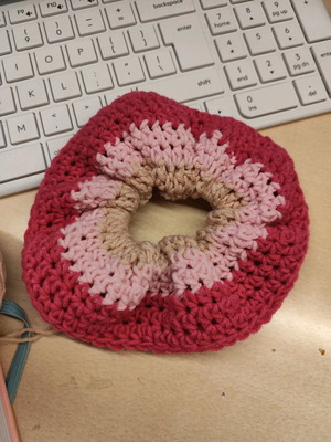 Handmade multicolor hair scrunchie made to order