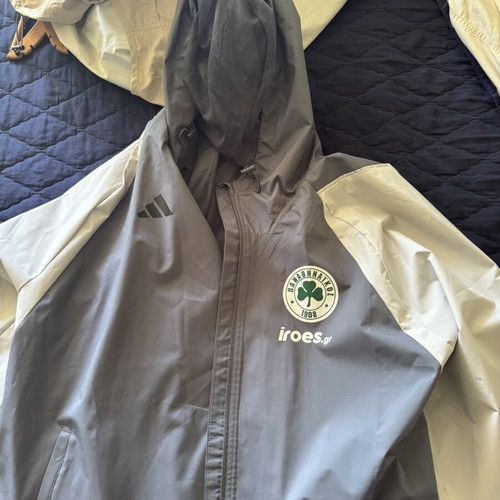 Waterproof windbreaker jacket Panathinaikos 2024-25 season, new, gray, XL