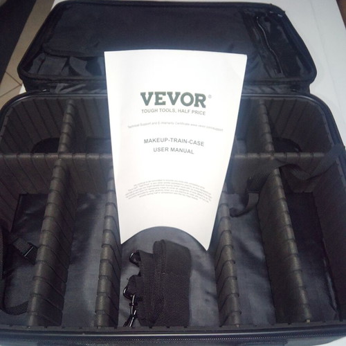 VEVOR Makeup Train Case Large 3-Tier Storage with Handle and Strap