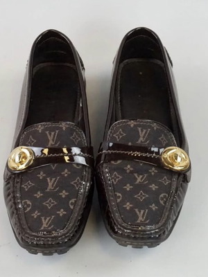 Louis Vuitton Mini Lin brown moccasins like new, size 41