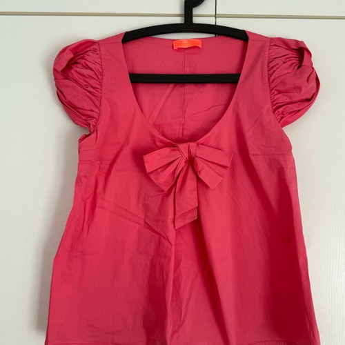 BSB pink short-sleeve blouse like new with bow XL