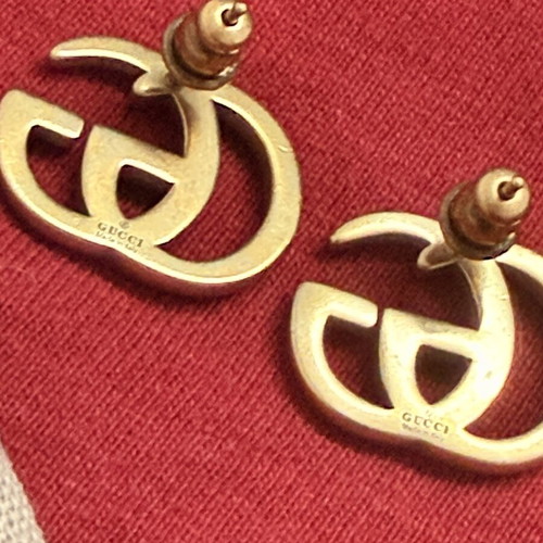Gucci Vintage Double G Earrings Gold Tone new, made in Italy