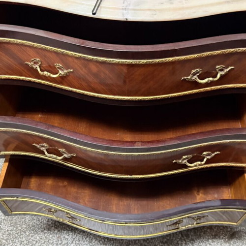 Marquetry chest of drawers like new with marble top