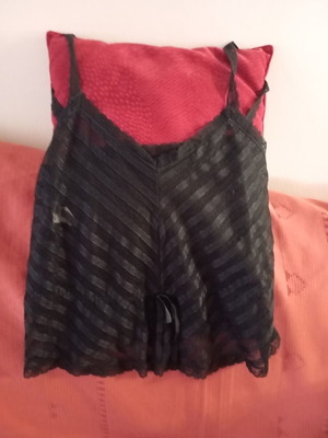 Negligee like new, striped transparent top size 48, black