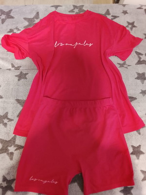 Shein pink set with blouse and shorts like new, size small