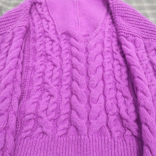 Fuchsia purple knitted sweater one size in excellent condition with box