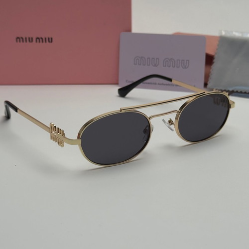 MiU MiU Women's Oval Sunglasses Black Brown Gold New UV400 Protection