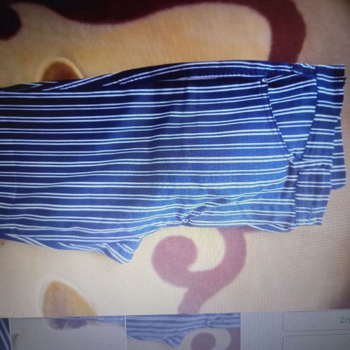 Women's striped pants like new, size L, white and blue