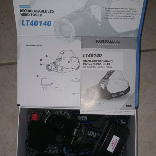 Krausmann LT40140 Rechargeable Head Torch New