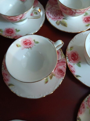 Porcelain coffee and tea cups, 3 sets of six, like new