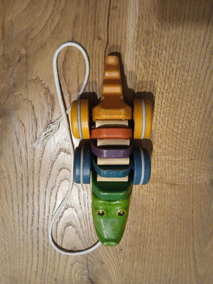 Plan Toys Συρόμενο Παιχνίδι Rainbow Alligator από Ξύλο Μεταχειρισμένο με Ήχους για 12+ Μηνών