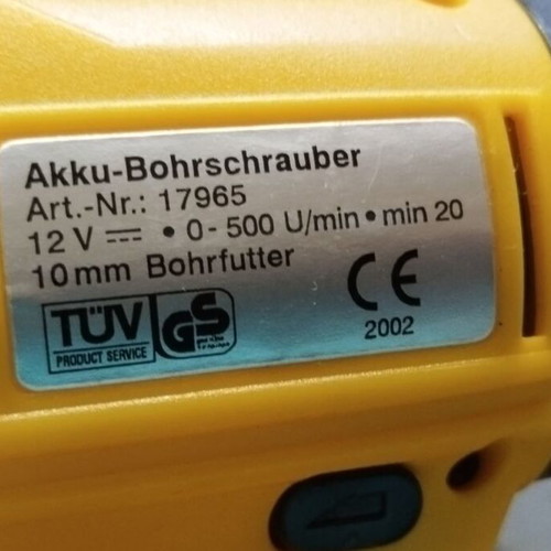 Battery Drill Screwdriver Akku Bohrschrauber 17965 12V with flashlight like new