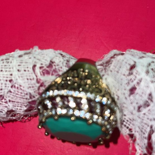 Ring large with green emerald stone and zirconia new