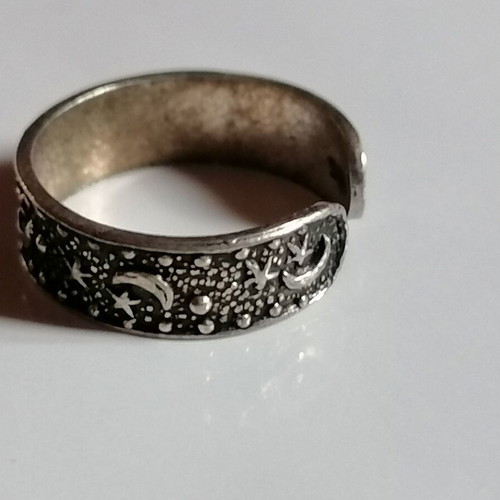 925 Silver Toe Ring with Moons and Stars new