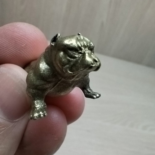 Bulldog miniature made of brass new, antique gold tone