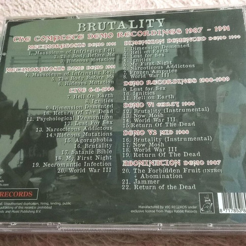 Brutality The Complete Demo Recordings 1987 - 1991 2CD new, metal
