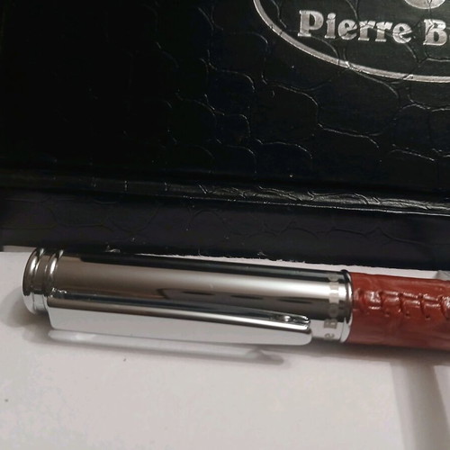 Pierre Bonet silver pen red color with leather case new