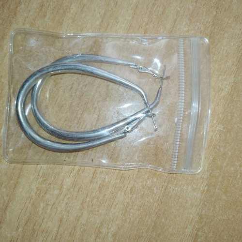 Earrings elongated hoop new, silver
