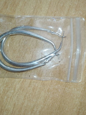 Earrings elongated hoop new, silver